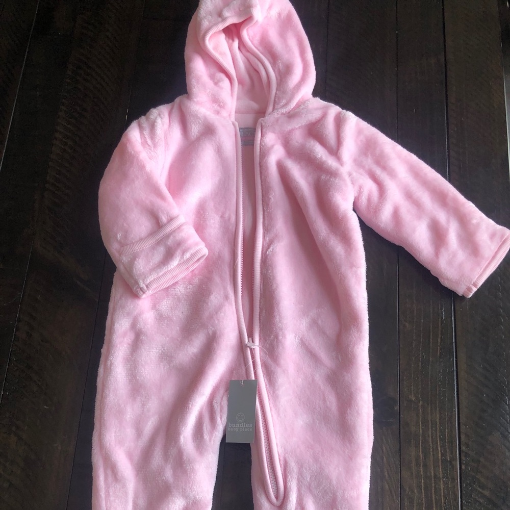 Carter’s girls footed one piece coat 0-3mos pink